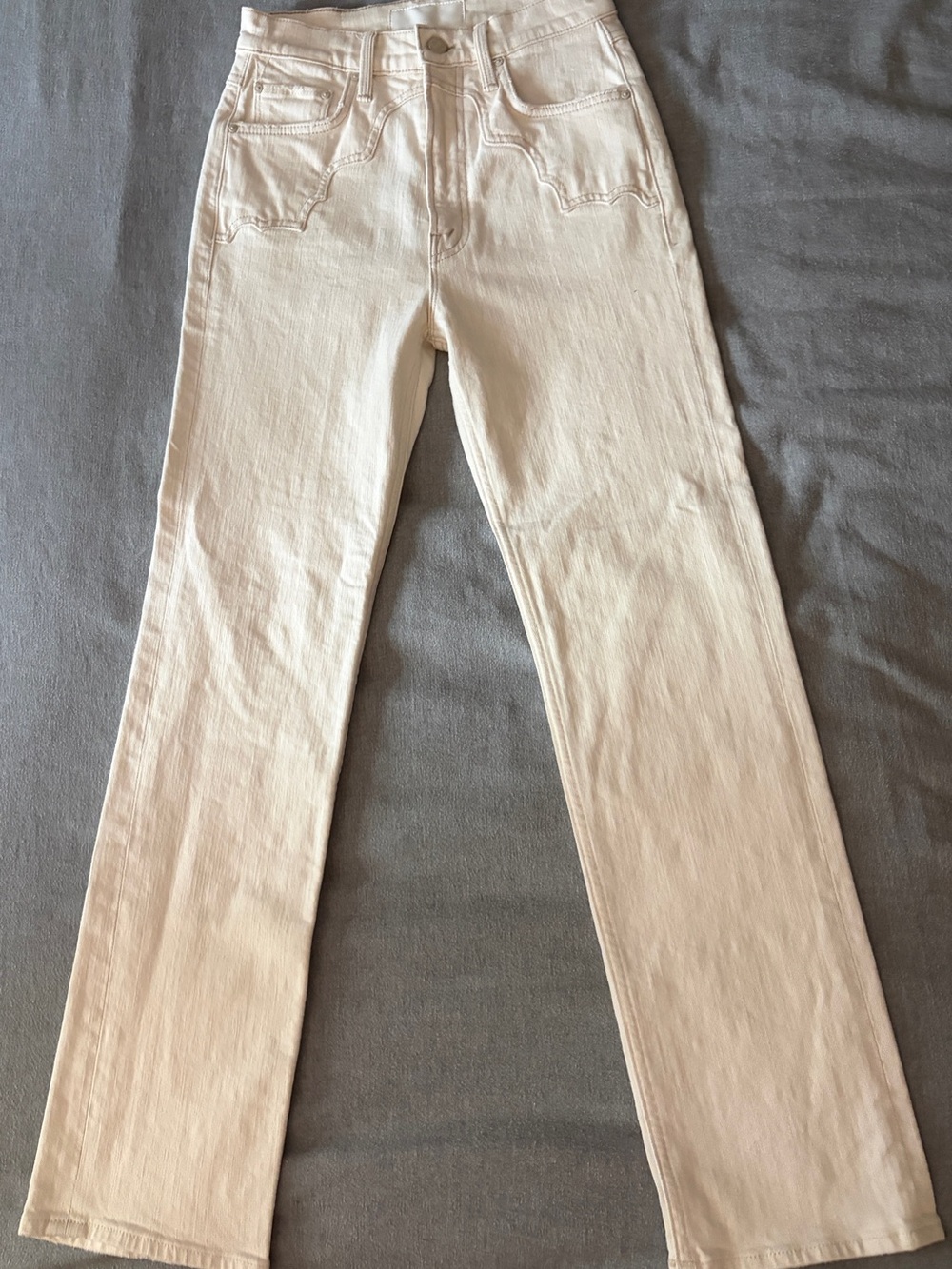MOTHER brand: “The Buckle Bunny Rider Ankle” Women's Skinny Jeans in Off-White
